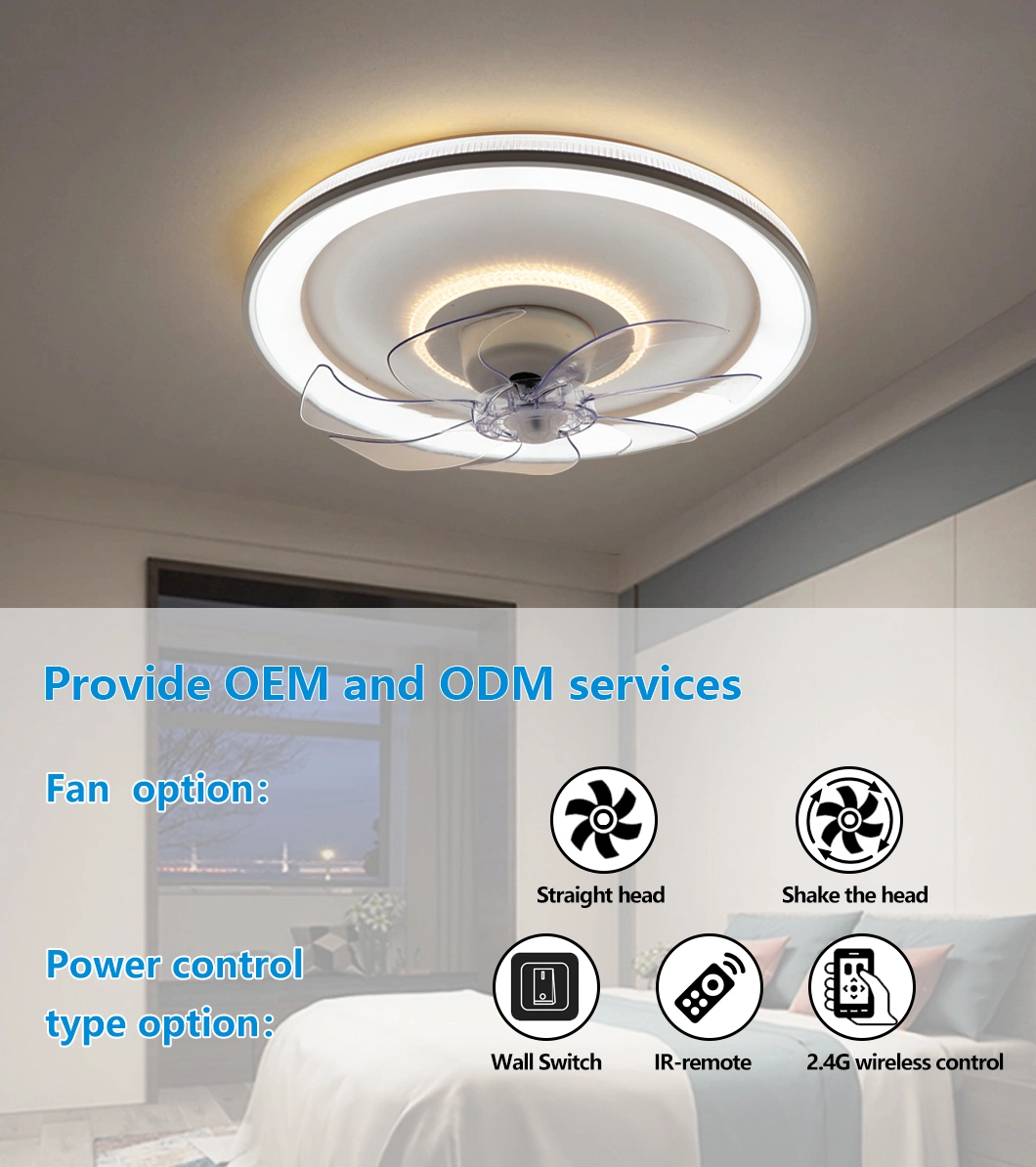 Surface Mounted Invisible ABS Blade Mobile APP Control Energy Saving Ceiling Fan Light