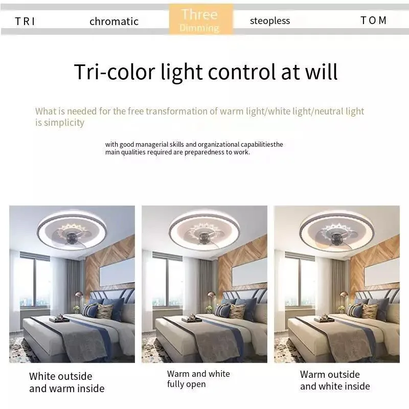 2023 Nordic Simple Newest Bedroom Invisible Intelligence Ceiling Fan Light